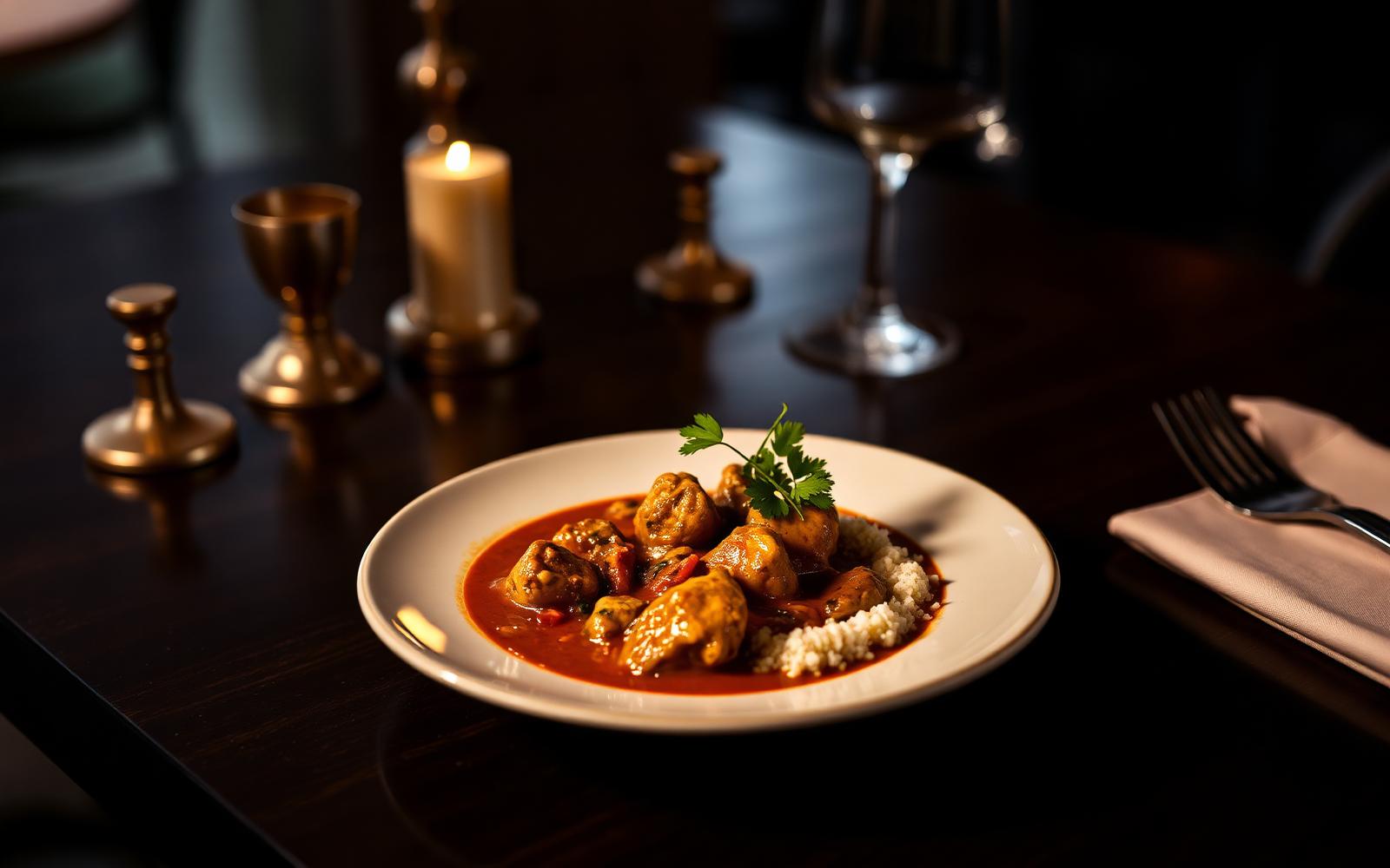 Indian curry plated at Mysuru Food of India